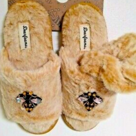 Dearfoam cozy beaded bee slippers & scrunchie size small (5-6) NWT cute … - Picture 6 of 6